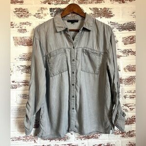 Jane & Delancey Shirt Button-down Lyocell Gray Muted Sz S